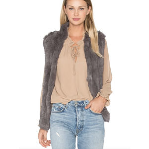 Eaves Denver Rabbit Fur Vest Gray Size XS/S